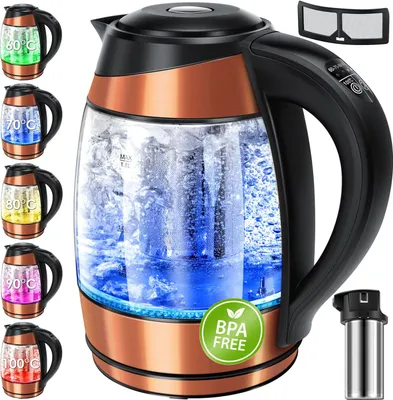 Produktbild von KESSER® 1,8L Edelstahl Wasserkocher 2200W Glaswasserkocher Warmhaltefunktion