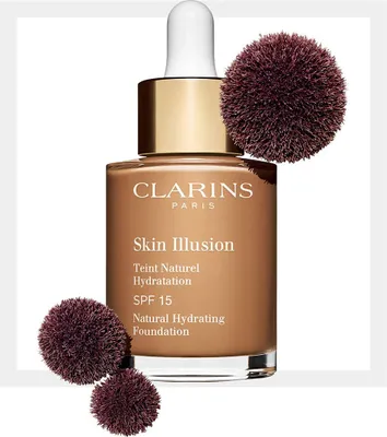 Zdjęcie produktu dla Clarins Skin Illusion, Buteleczka z kroplomierzem, Płynny, Uniwersalne, Nawilżający, Wygładzający, Zmiękczający, Opalona skóra, Cappuccino