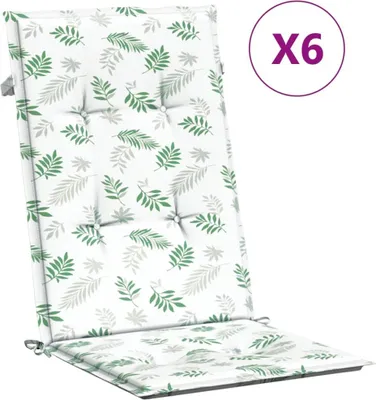 Produktbild von vidaXL Hochlehner-Auflagen 6 Stk. Blattmuster Stoff