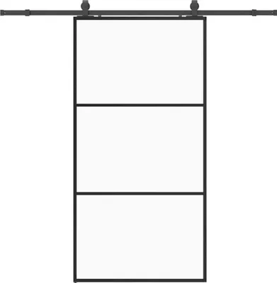 Image de vidaXL Porte coulissante avec ferrure noire 102x205 cm verre ESG