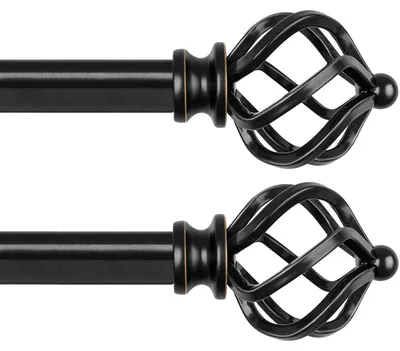 Vorhangstange schwarz, verstellbar 80-148 cm, 2 Stück