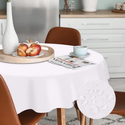 Zdjęcie produktu dla Obrus okrągły, 140 cm, ochrona przed plamami, możliwość prania, poliester, biały