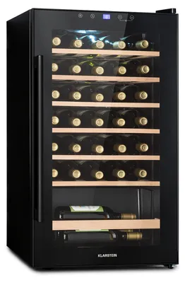 Produktbild von Klarstein Weinkühlschrank, Getränkekühlschrank Schmal, 1 Zone Kühlschrank mit Glastür, Getränkekühlschränke Freistehend, Weinkühlschrank Klein, Weinkühlschränke mit UV-Schutz, 4-18°C, 36 Flaschen