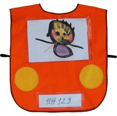Produktbild von Orange Spielweste mit Auto-Design aus 100% Baumwolle für Kinder ab 3 Jahren, universelle Größe
