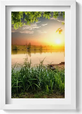 Produktbild von Sonnenuntergang, Sommertage– Wandbild mit Rahmen – Gerahmtes Bild  – Wanddekoration – 20x30 cm – Weiß