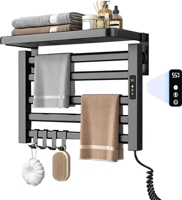 Immagine prodotto di Scaldasalviette elettrico, regolazione digitale della temperatura, design impermeabile, grigio, UE