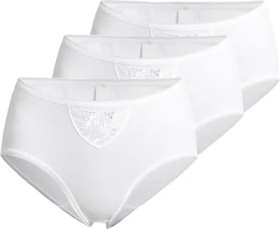 Produktbild von Speidel 3er Pack Noelle Hüftslip Bequeme Baumwolle in Feinripp-Qualität, Florales Motiv für feminine Optik, Ohne störende Seitennähte weiß 44
