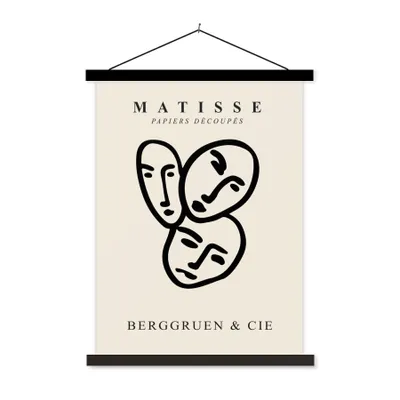 Produktbild von MuchoWow® Textilposter Matisse - Gesicht - Porträt - Schwarz 60x80 cm mit schwarzem Rahmen - Plakathalter