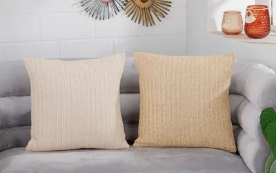 Produktbild von Gilde Kissen, quadratisch, "Natural", Fischgrätenmuster, Polyester, Leinen, beige, naturfarben, L. 15 cm, B. 45 cm, H. 45 cm 44186 4063387441862 2 Stück (2-fach sortiert)