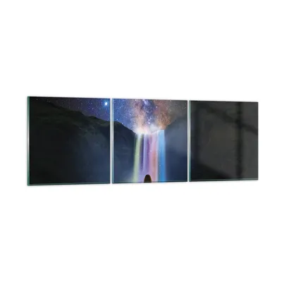 Produktbild von Bilder auf glas - 3 Teile - Wasserfall die Sterne Meditation - 90x30cm - Glasbilder - Wandbilder - Bilder - Wanddekoration aus Glas - Glas Bilder - Wandbild auf Glas - GCA90x30-4774