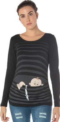 Produktbild von M.M.C. Umstandslangarmshirt Baby Flucht mit Motiv, XL, Schwarz