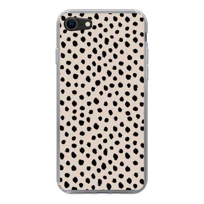 Produktbild von MuchoWow® Handyhülle Schutzhülle Hülle für iPhone 8 Polka dots - Schwarz - Beige Silikon Softcase Handy Hülle - Schutzhaube