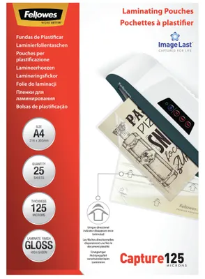 Obrázek produktu pro Fellowes 5396301, Průhledná, Lesklý, A4, 0,125 mm, 310 mm, 214 mm