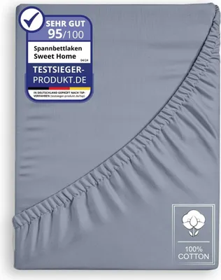 Produktbild von Spannbettlaken Jersey 140x200cm 100% Baumwolle Boxspringbetten und alle Betten bis 25 cm Grau