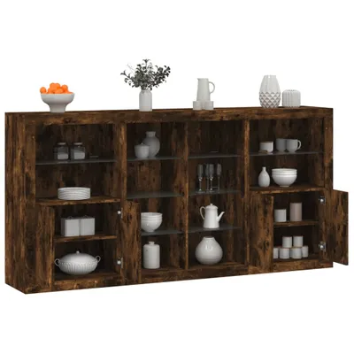 Produktbild von vidaXL Sideboard mit LED-Leuchten Räuchereiche 202x37x100 cm