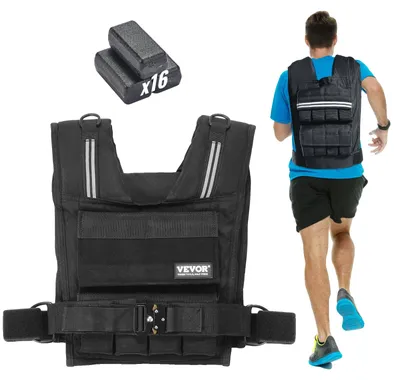 Produktbild von VEVOR Gewichtsweste, 18 kg Gewichtsweste, verstellbare Körpergewichtsweste für Männer und Frauen, Trainingsausrüstung für Kraft- und Ausdauertraining, Laufen, Joggen, Gehen, Fitness und Gewichtsreduktion, 35 lbs