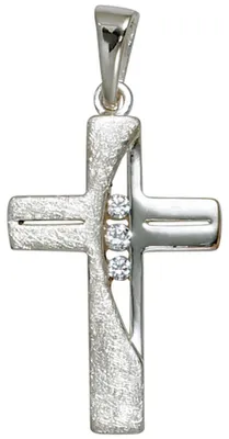 Produktbild von Anhänger Kettenanhänger Kreuz 925 Silber mit 3 Zirkonia Halsschmuck