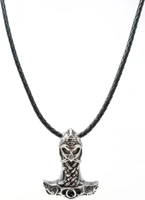 Produktbild von Lederkette Edelstahl 316 THORSHAMMER 60 cm Silber Lederkette