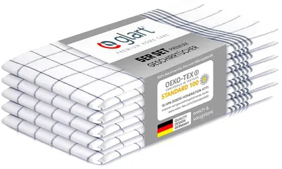 Produktbild von Glart 48KG1 Geschirrtücher 5er Set 50x70 cm grau kariert, 100% Baumwolle