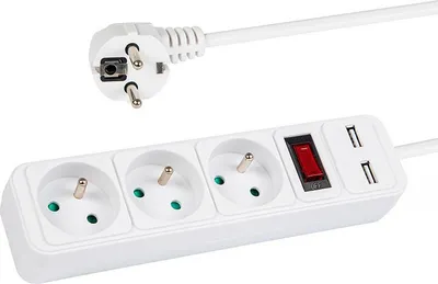 Obrázok produktu pre Predlžovací kábel 1,5m/3z+V+2xUSB PK153V+USB (3x1,5mm)