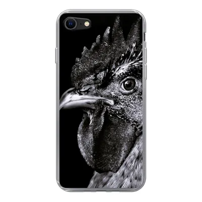 Produktbild von MuchoWow® Handyhülle Schutzhülle Hülle für iPhone 8 Hahn - Vogel - Schwarz - Weiß Silikon Softcase Handy Hülle - Schutzhaube