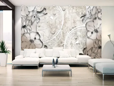 Produktbild von Vlies Fototapete 350x256 cm Tapeten Wandtapete XXL Beton Blumen Diamant Abstrakt f-A-0225-a-b