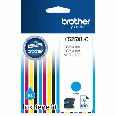 Produktbild von Brother LC-525XLC, Hohe (XL-) Ausbeute, Cyan, 1300 Seiten
