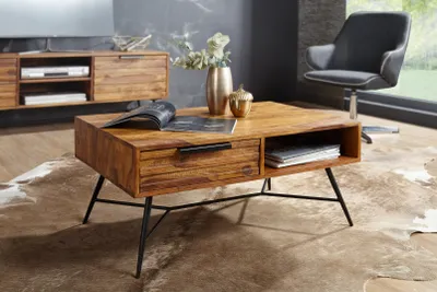 Produktbild von Couchtisch Massivholztisch RANGA 87x55x41 cm Holz Sheesham