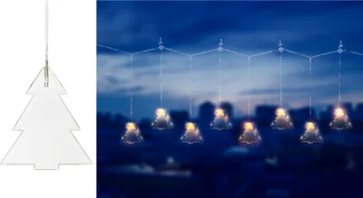 Produktbild von Acryl-Lichterkette mit 8 warm-weißen LEDs beleuchtet | batteriebetrieben | 100cm + 50cm Zuleitung | Timerfunktion | mit Befestigungszubehör (Tannen)