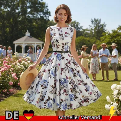 Produktbild von Sommer Vestidos Kleid Kleidung Floral Robe Retro Swing Casual Vintage