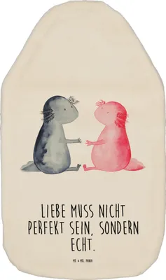 Produktbild von Mr. & Mrs. Panda Wärmflasche Axolotl Liebe - Weiß - Geschenk, Valentinstag, Bettflaschen, gummi, Wärmflaschen, mit Bezug, Ehemann, Wärmekissen