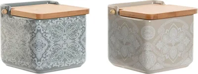 Obrázek produktu pro Solnička s víčkem home esprit modrá béžová růžová fialová bambus 750 ml 14 x 12,5 x 12 cm (2 kusy)