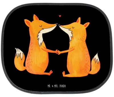 Produktbild von Mr. & Mrs. Panda fenster sonnenschutz auto Füchse Liebe - Schwarz - Geschenk, autofenster, Fürs, Paar, Sonnenblende, Ehefrau, Fuchs, Partner, Ehemann, hitzeschutz