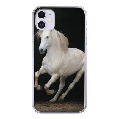 Produktbild von MuchoWow® Handyhülle Schutzhülle Hülle für iPhone 11 Pferde - Schwarz - Porträt Silikon Softcase Handy Hülle - Handytasche