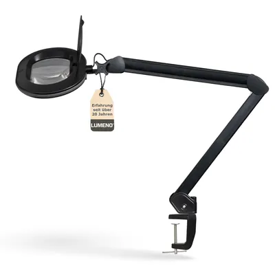 Produktbild von Lumeno 861XSW Lupenleuchte/Arbeitsplatzlampe 60 LEDs ovale Linse Gummiring Schwarz, Größe: 3 Dioptrien