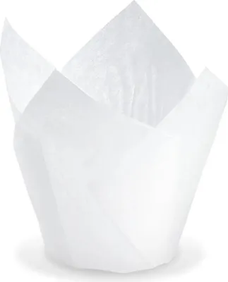 Produktbild von Muffinförmchen „Tulpe“, weiß, Durchmesser 50 mm, Höhe 30 mm, 100 Stück.