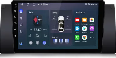 Produktbild von Carplay 9 Zoll Android13 Autoradio Für BMW 5er E39 1996-2003 GPS Navi BT WIFI DAB+ USB FM SWC Quad Core 2GB+64GB