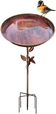 Productafbeelding van Vogelbad Tuin - Drinkbak Vogels - Vogels Verwelkomen - Roestbestendig Metaal - 76x30.5 cm - Vintage