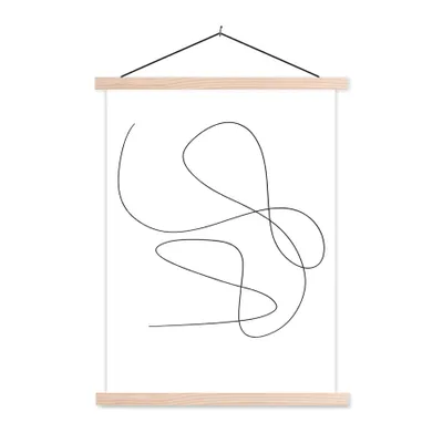 Produktbild von MuchoWow® Textilposter Linienkunst - Minimalismus - Abstrakt 120x160 cm mit holzfarbenen Rahmen - Plakatkarton