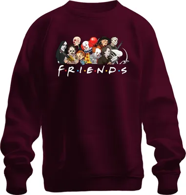 Obrázok produktu pre FRIENDS Horor Ikonen Pennywise Chucky Michael Jason Freddy Fans Uni mikina, bordová, S