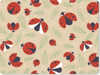 Produktbild von MuchoWow® Mauspad Mousepad Marienkäfer - Blätter - Design 23x19 cm - Mousepads - Maus Mat - Pad - Mausunterlage - Schreibtischunterlage - Mauspad