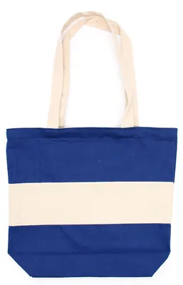 Produktbild von Baumwollbeutel, zweifarbig - 38x42x12 cm - Natur und Blau - 280 g