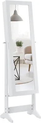 Imagen del producto de Cajonera con espejo ajustable, 35x30x144 cm, con amplio espacio de almacenamiento, diseño elegante, MDF blanco, modelo 20_0020567