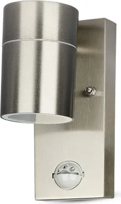 Produktbild von V-TAC 7502 Wandleuchte 'V-TAC 7621PIR' mit PIR-Sensor, Edelstahl, IP44, für Wege und Treppen