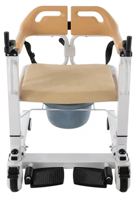 Produktbild von Patientenlift-Transferstuhl, 100 kg Tragfähigkeit, höhenverstellbar, Weiß Gelb