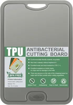Productafbeelding van Snijplank met sapgroeven, flexibel TPU, antibacterieel, BPA-vrij, makkelijk schoon te maken