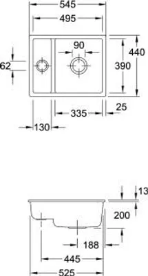Produktbild von Villeroy & Boch 675800KD Unterbauspüle Subway 60 XU 545x440mm
