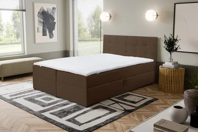 Image de VENASI JESSA Lit boxspring 160x200 avec sommiers à lattes H2/H3 Matelas MARRON