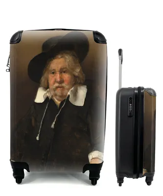 Produktbild von MuchoWow® Koffer Handgepäck Trolley Rollkoffer Kleine Reisekoffer mit 4 Rollen - Bildnis eines alten Mannes - Rembrandt van Rijn - Cabin Size < 55x40x23 cm & 55x40x20 cm - Fotokoffer - Kabinenkoffer - Boardgepäck - Reise-Box - Reisekoffer - Reisegepäck - Koffer mit Bild - Trolley für Kinder