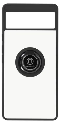 A black phone case with a circular ring holder on a white background.